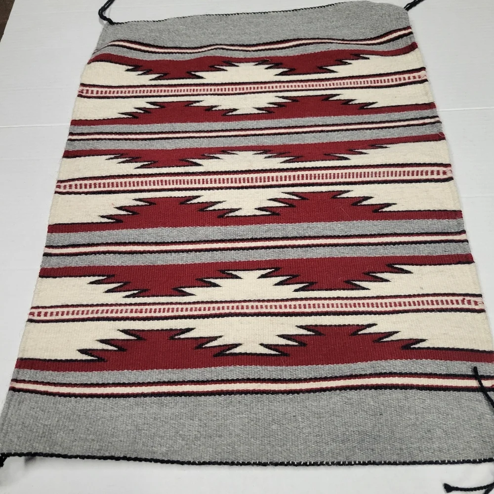 Handwoven Southwestern Style wool textile / small rug – 18x25